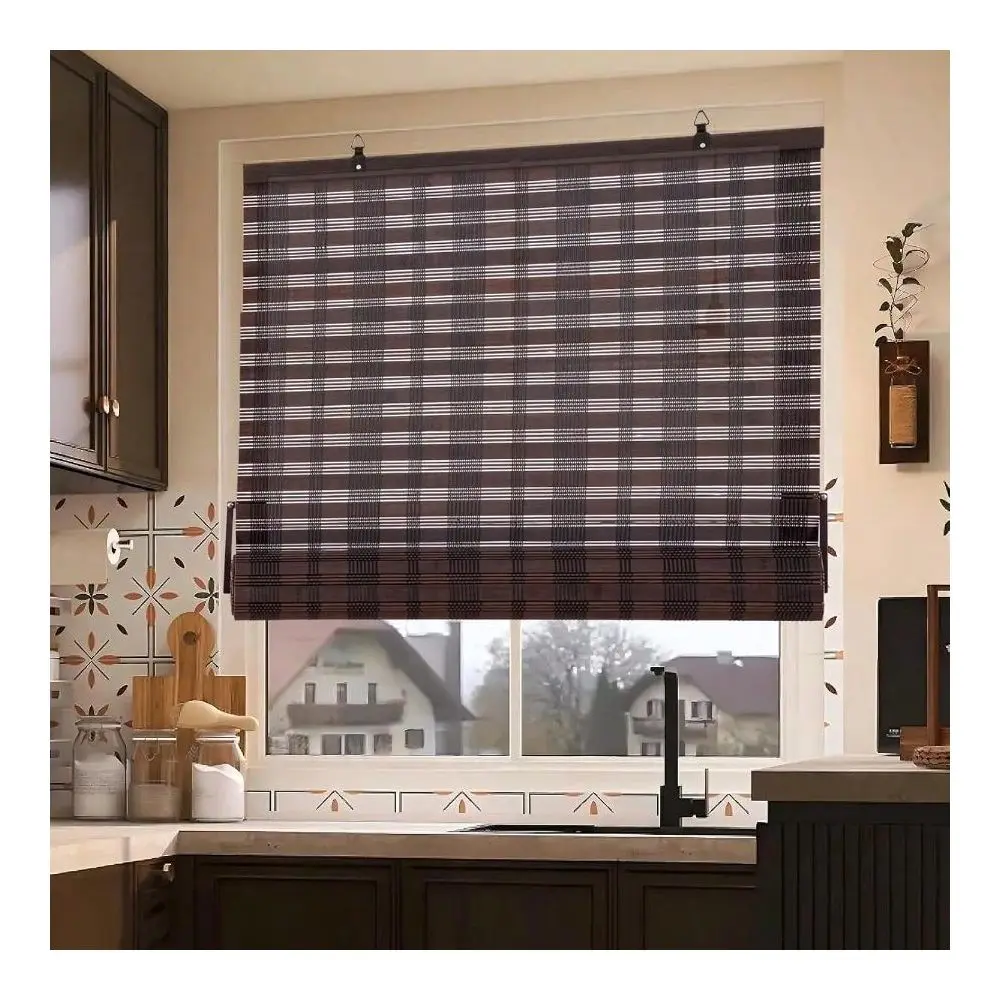 Bamboo Roller Shades Natural Light Filtering Window Blinds 24 X 72 Inch Easy RollUp Privacy Covering For Indoor Patio Homeowner