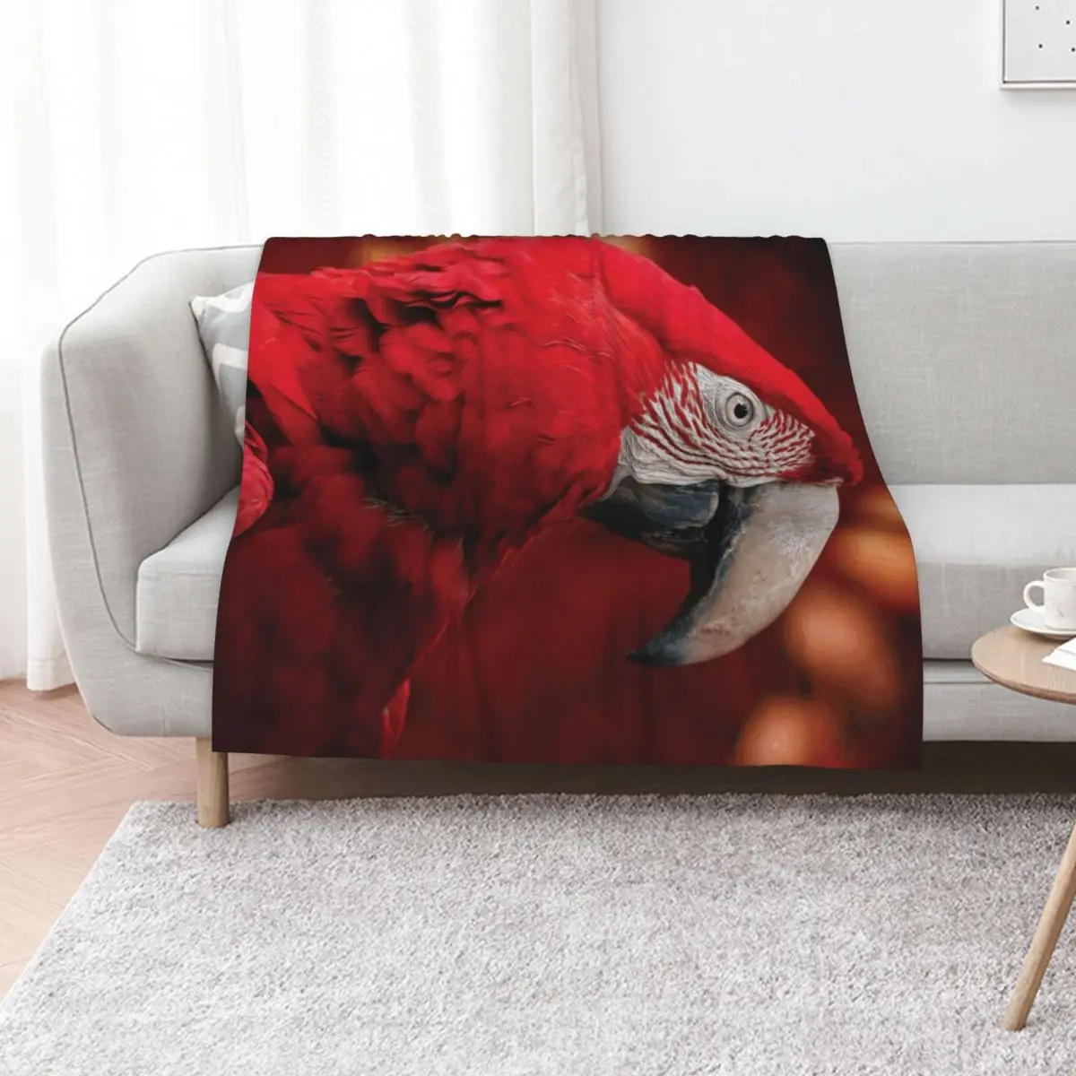 Beautiful Red Macaw Ara Throw Blanket Moving Summer christmas decoration Designers Decorative Throw Bed Blankets