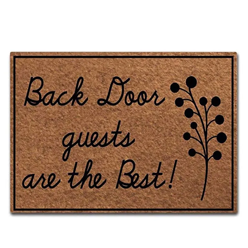 House Non Slip Front Printing Back Door Guests are The Best Outdoor Indoor Floor Mats Scroll Rubber Back Doormats Low Profile W