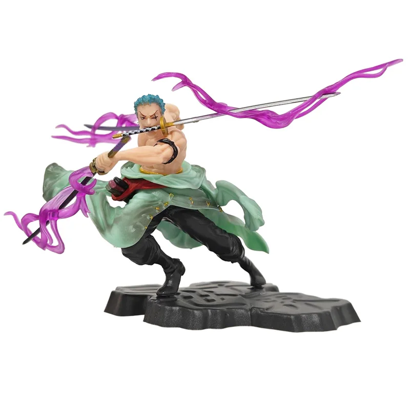 Figura de Anime One Piece Luffy GK Roronoa Zoro Estátua de Ação de Três Lâminas Sa-maximum Coleção de Modelos Brinquedo para Crianças