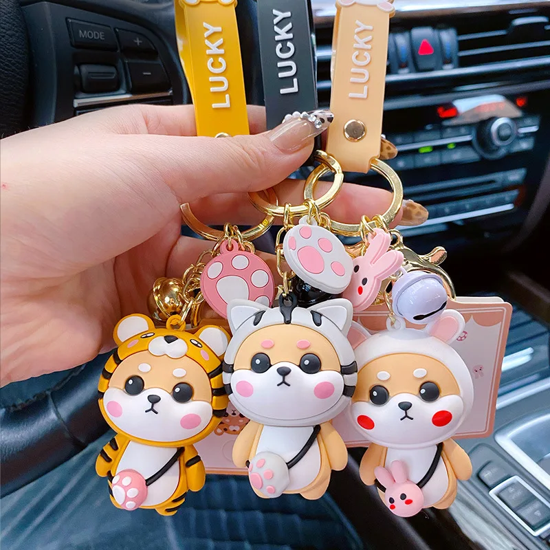 Cartoon Genuine Various Shapes Shiba Inu Keychain Car Key Chain Cute Doll Keyrings Bag Pendant Key Ring Gifts for Boys and Girls