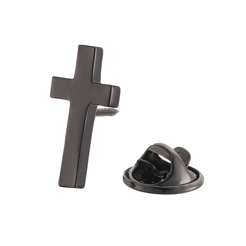 High quality black Christian cross brooch fashion brand denim clothing hat scarf suit lapel badge brooch men's brooch