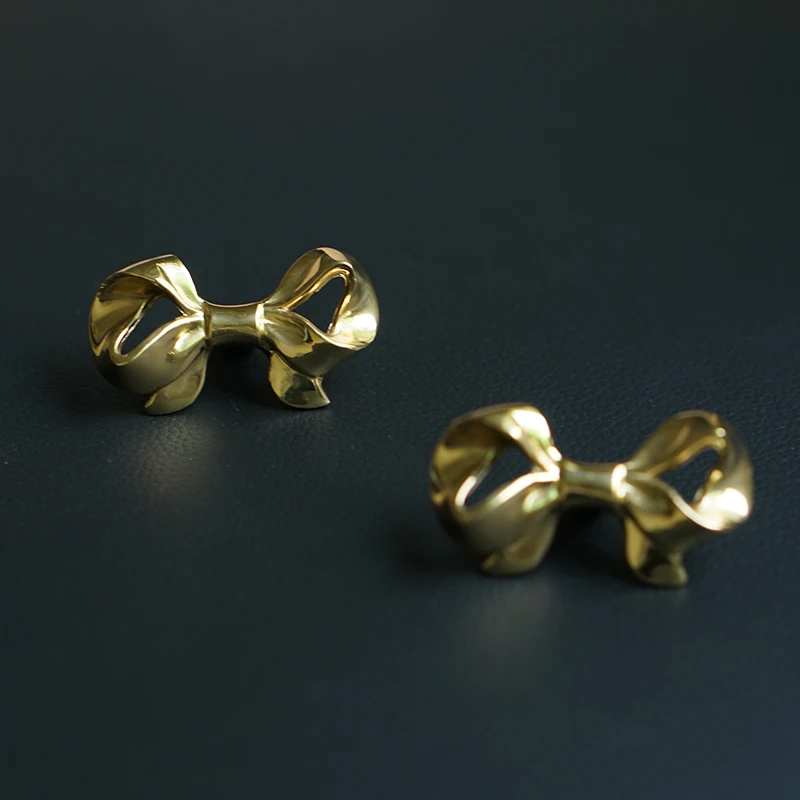 ربطة عنق نحاسية للأثاث يسحب مقابض درج خزانة الملابس وإكسسوارات الأجهزة المزخرفة #3