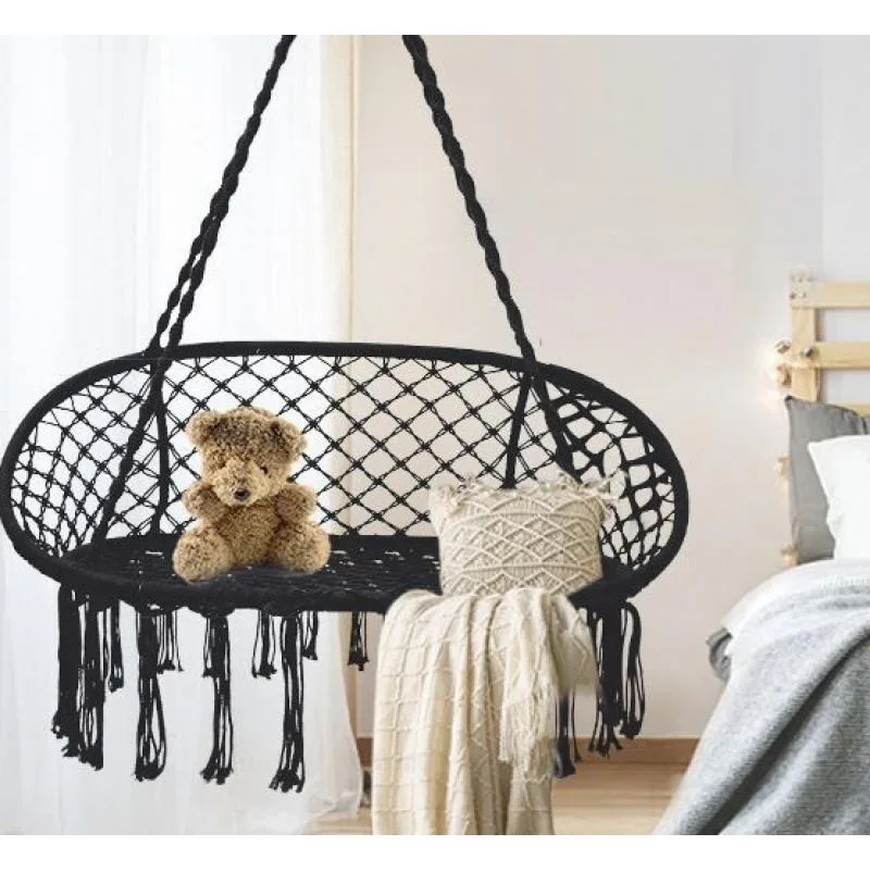 Ins Style Courtyard Outdoor Double People Hanging Chair Nordic Handmade Weaving Indoor Swing Garden Hammock Grid Hanging Basket