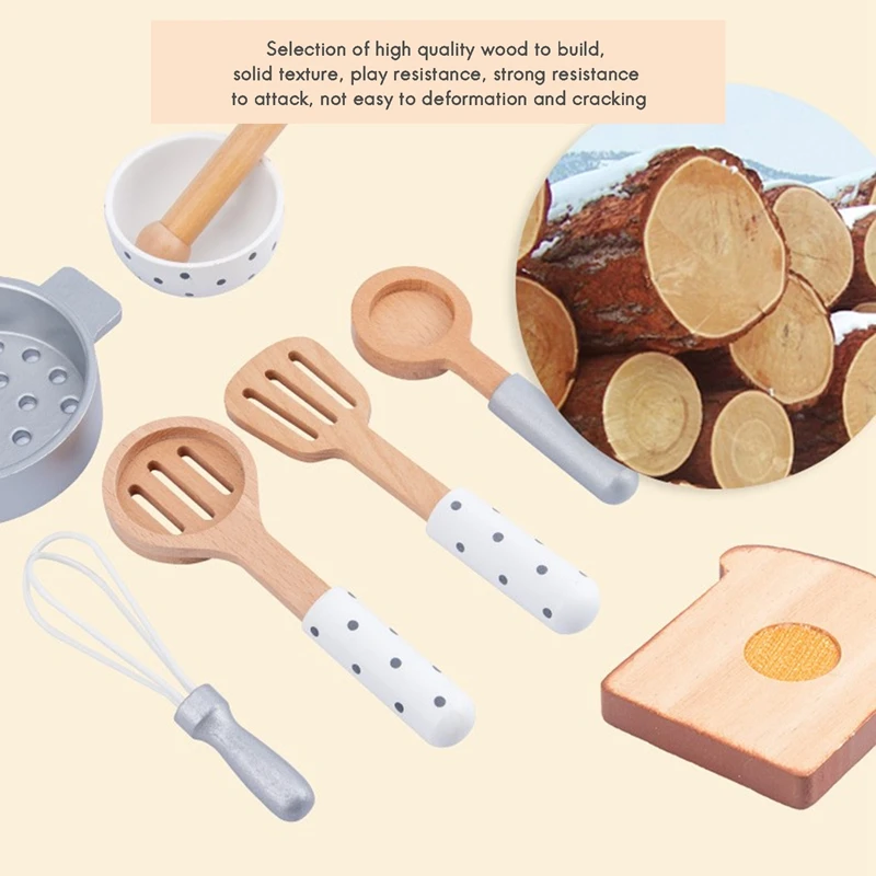 Children Kitchen Toys DIY Cooking Pretend Play Simulation Wooden Kitchen Food Toys For Kids Toy Set