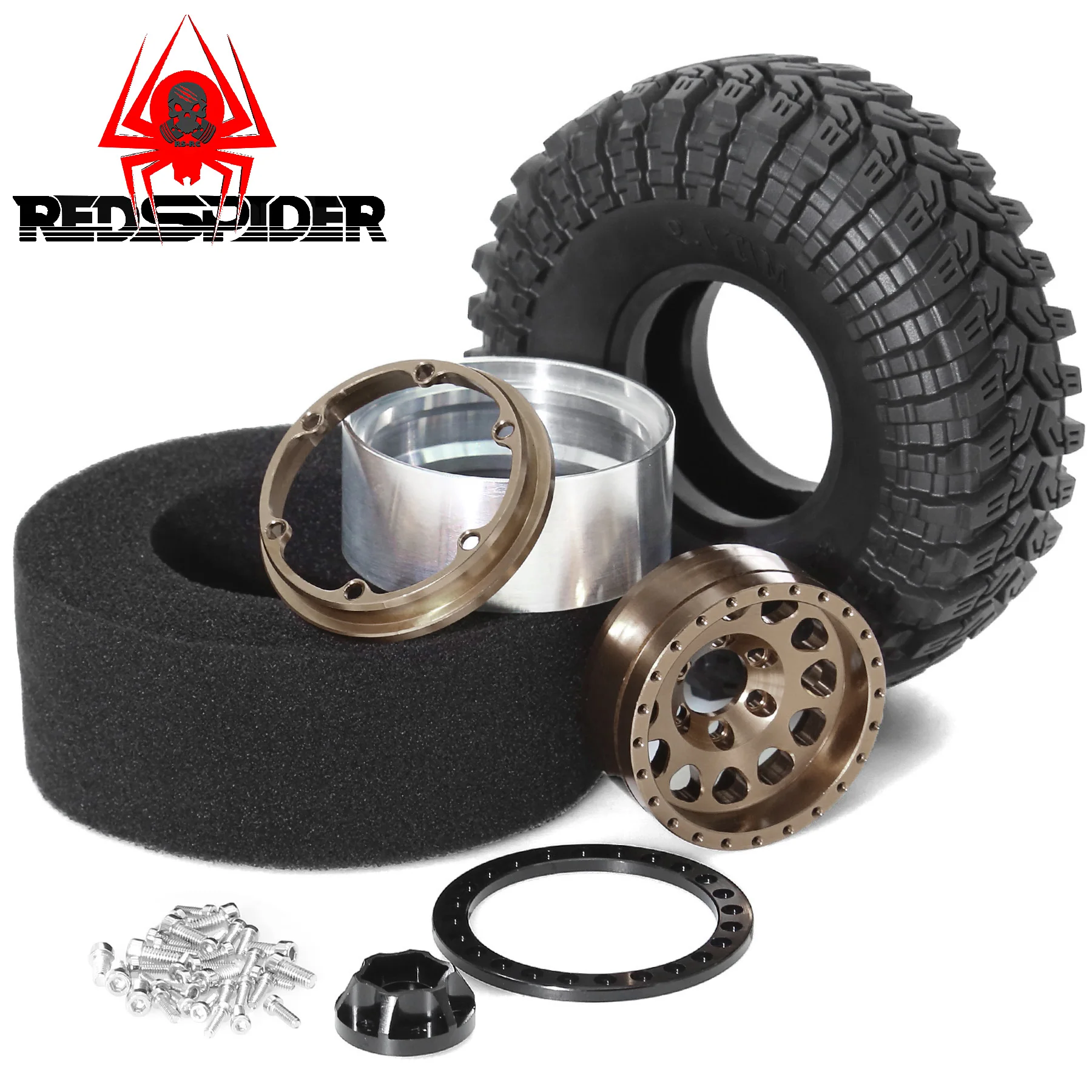 1.9インチ ビードロックホイール＆タイヤ（4個） -8.9mmオフセット、4.53インチ外径 - 1/10 RCクローラー TRX4/TRX6、SCX10（90046）、CC01、D90/D110用