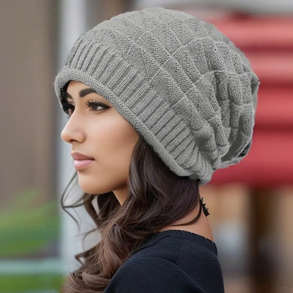 Hot Sale Long Size Winter Hat Casual Street Autumn Daily Beanies For Women Solid Bonnet Cap