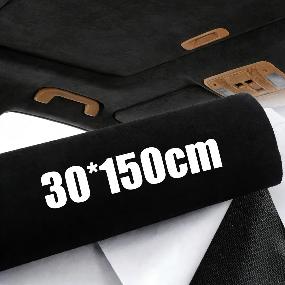 Black Self-Adhesive Suede Fabric Adhesive Backed Headliner Car Upholstery Repair Material for DIY Dashboard Door Car Interior