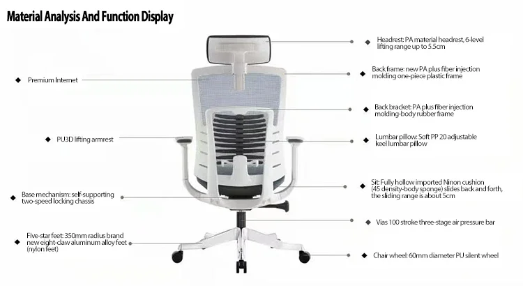 كرسي تنفيذي للمكتب عالي الظهر يدور 360 درجة، كراسي مريحة شبكية قابلة للتعديل #6