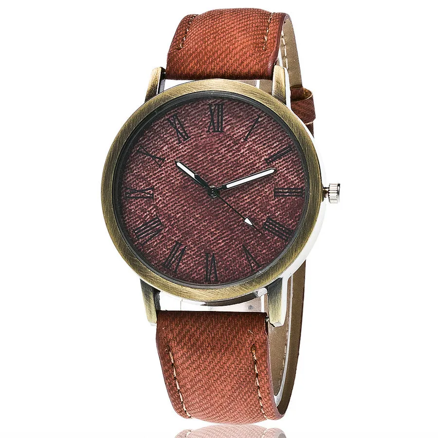Retro Style Leather Roman Scale Quartz Women Casual Watch