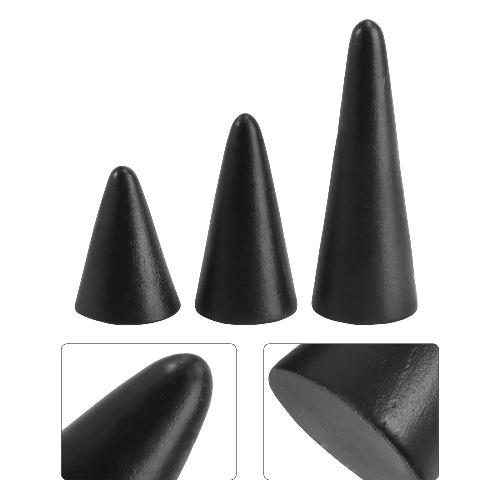 

3pcs Wooden Ring Holder Jewelry Display Stand Lightweight Exquisite Organizer Rack For Home Jewelry Shop Gift Black