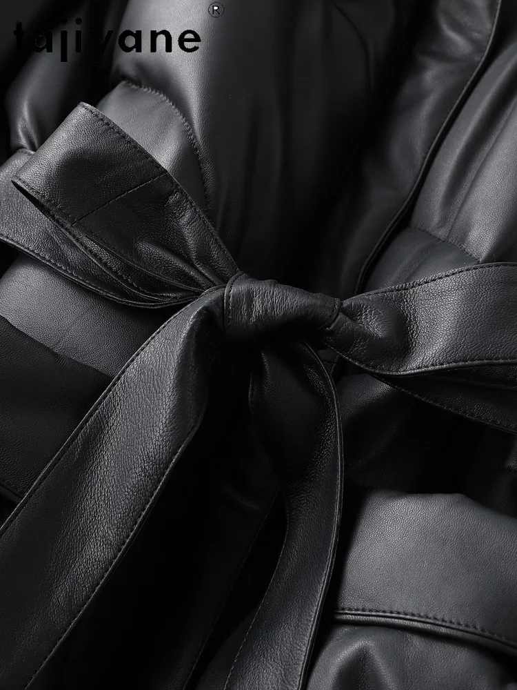 TAJIYANE 100% pelle di pecora primo strato piumino d'oca bianca donna vera pelle piumino lungo collo di pelliccia di visone 2025 inverno