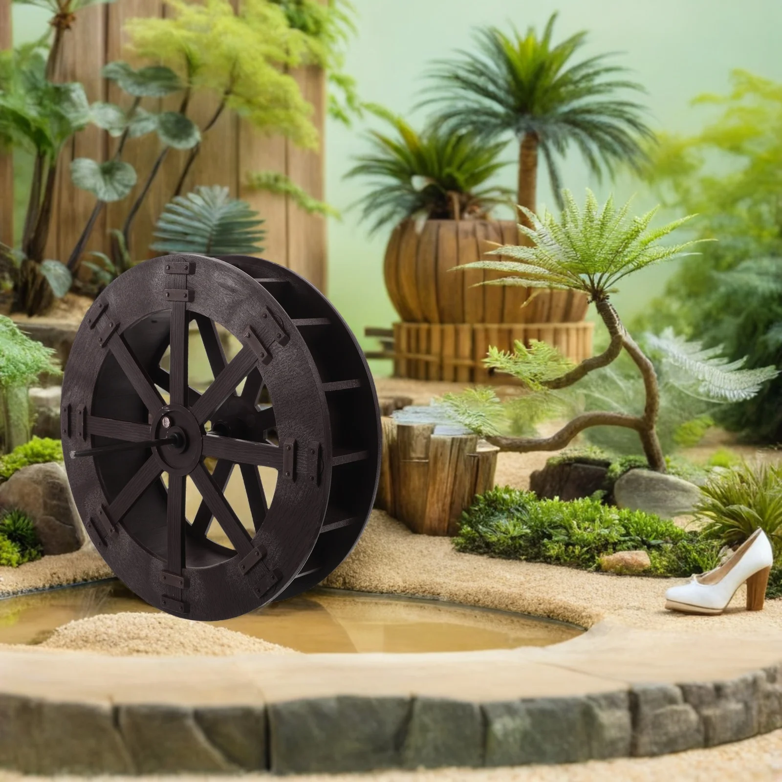 

Diy Rotating Micro Ornament For Indoor Table Fountain Fish Tank Decor Landscape Wheel Simulation Water Wheel Dynamic Rotation