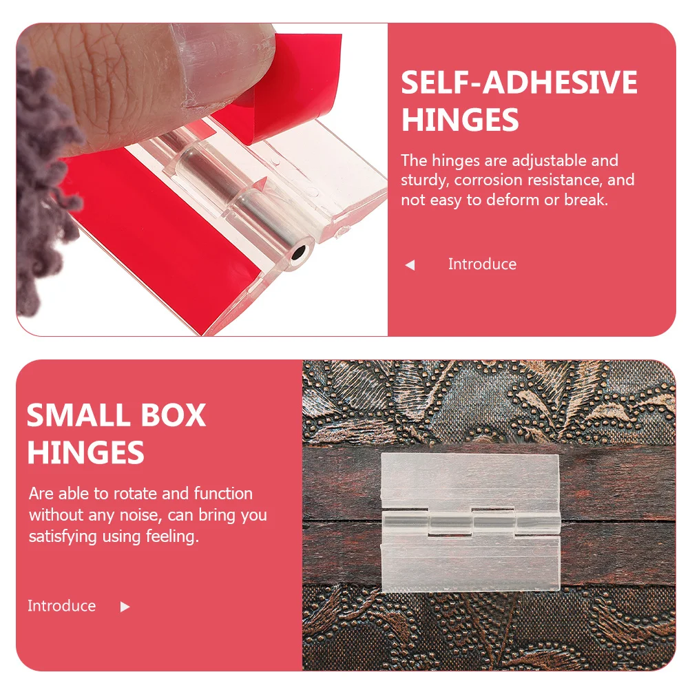 

5Pcs Transparent Self-Adhesive Acrylic Hinges Sturdy Cabinet Small Box Piano Lid Replacement Foldable Hinges Hinge Replacement
