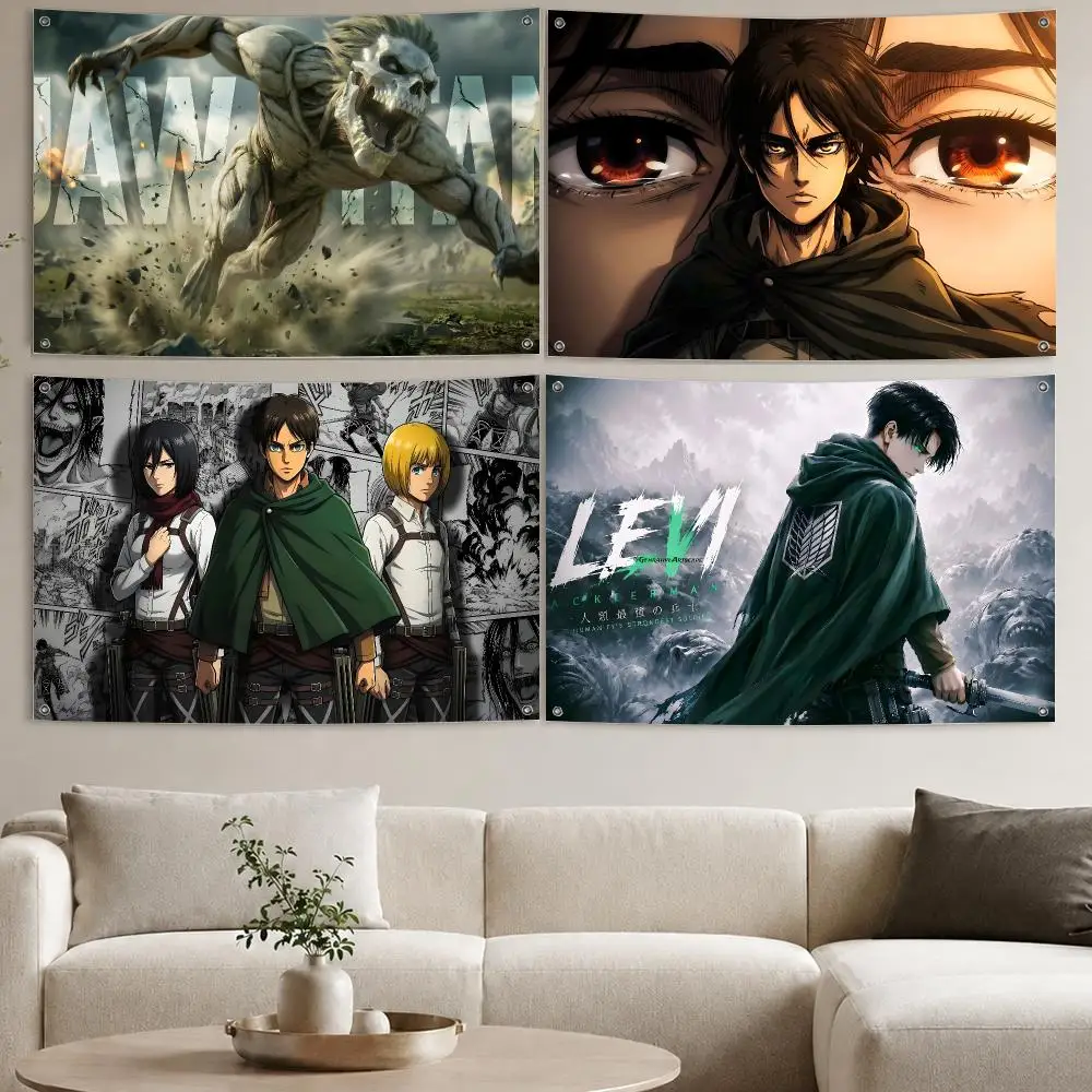 Attack-on-Titans Anime Flags Aesthetic Wall Tapestry Printed Wall Hanging Living Room Party Outdoor Decor