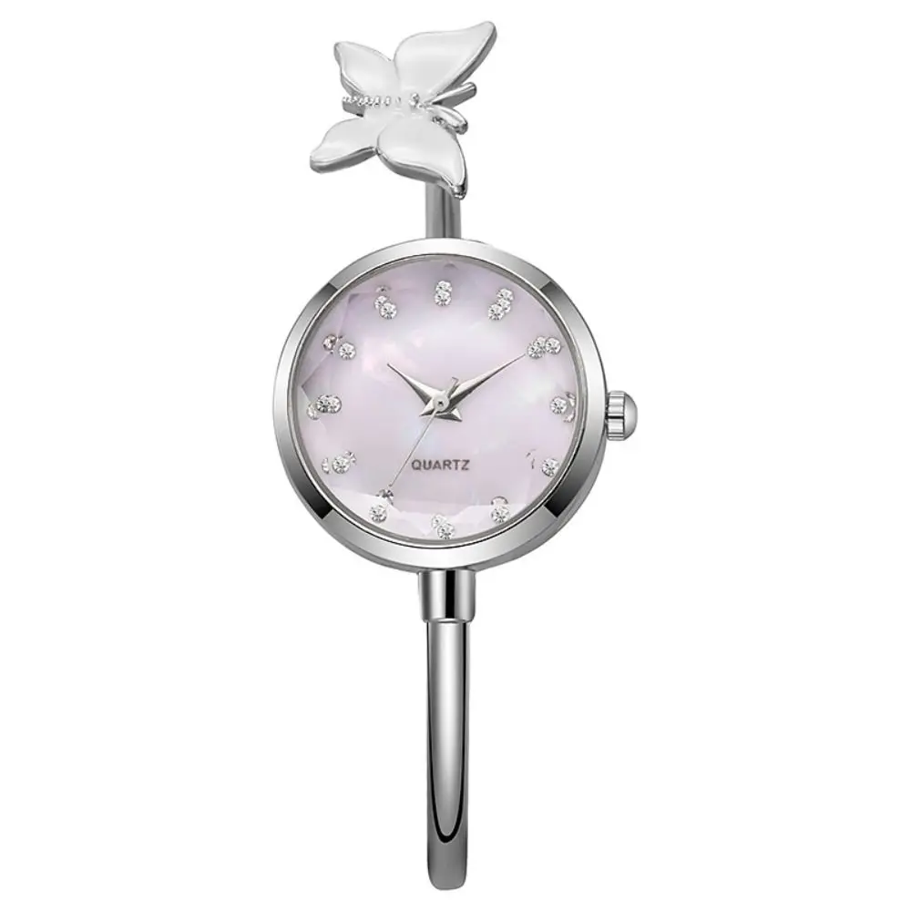 Mother of Pearl Dial Butterfly Bangle Watch Butterfly Motif Dainty Design Jewelry Bracelet Watch Quartz Movement Open Cuff
