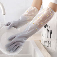 1 Pair Of Thermal Dishwashing Gloves, Thick And Durable, Waterproof Non-slip, Protective, Transparent Blue