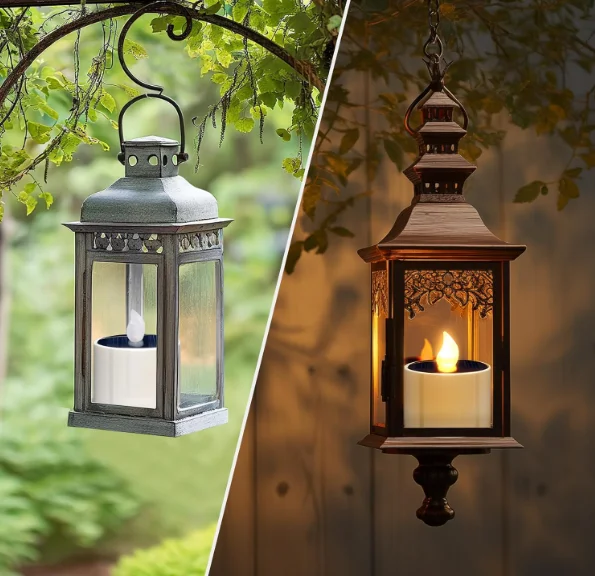 Outdoor impermeável Solar Candle Light, Home Nightlight, Decoração de jardim, Indução Pendurado Varanda Arranjo Luz