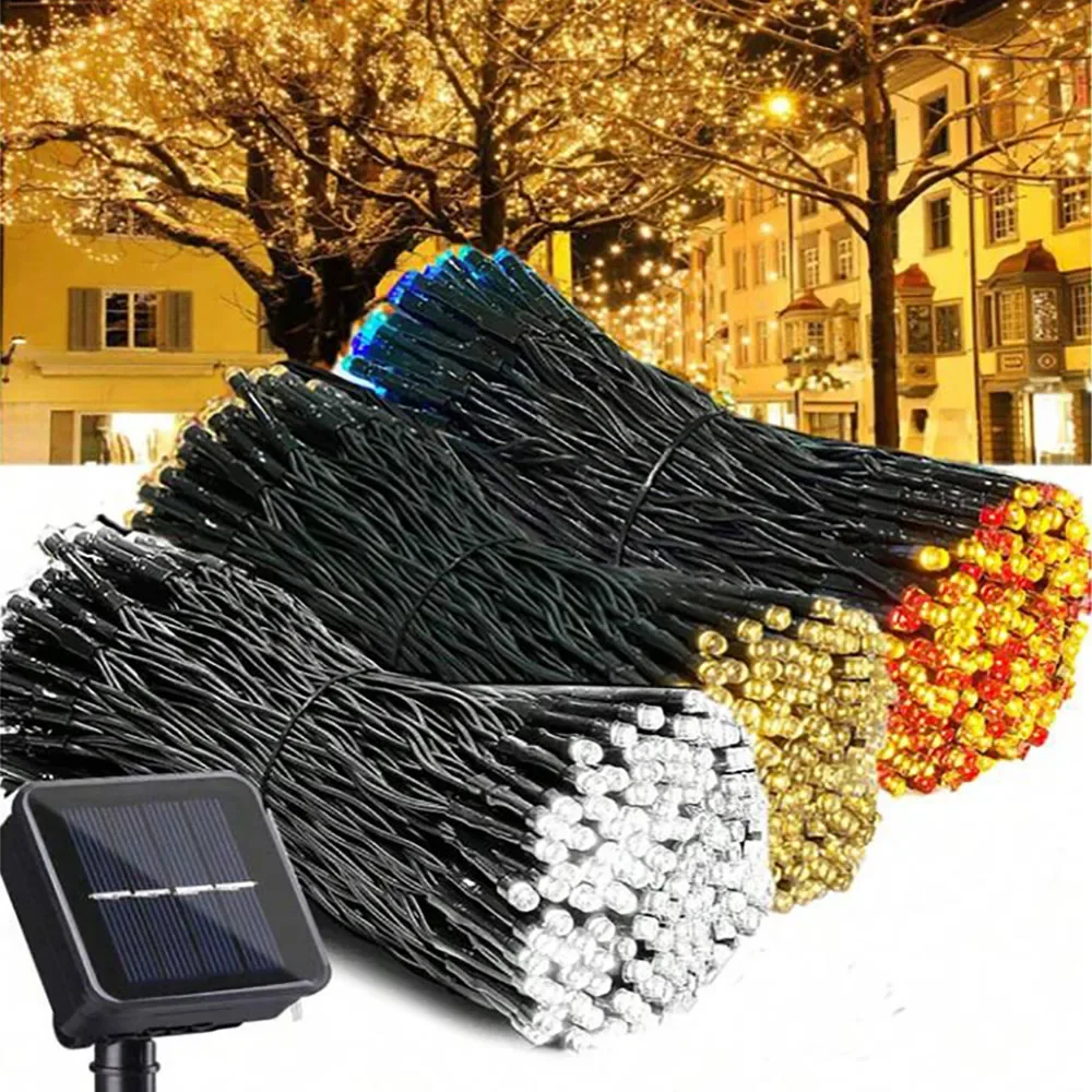 8Colors Outdoor Solar Light Garden Warm/Purple/RGB LED Strip String Fairy Lights Solar Lamp Waterproof Garland Christmas Decor