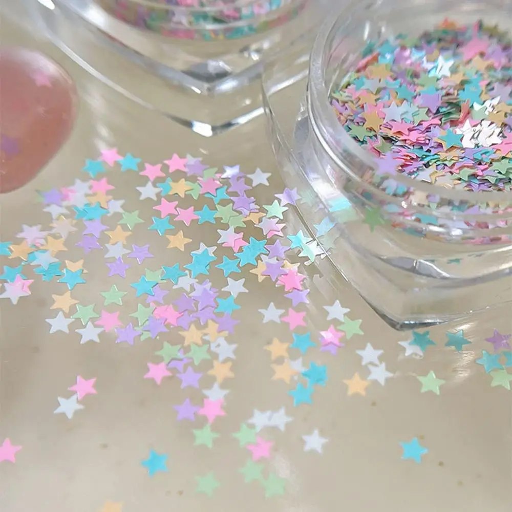 1Jar 3D Macaron Colors Star Nail Glitter Sequins Sparkle Pentagram Nails Flakes Five-Point Stars Manicure Decorations Paillettes