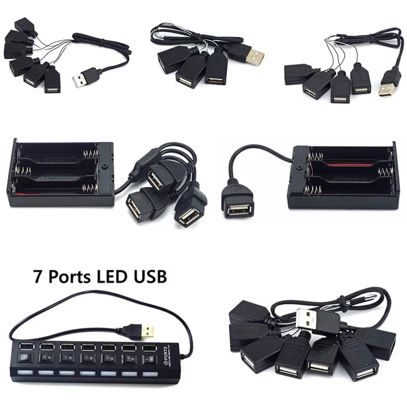 LED Light Accessories DIY Building Block Street Black 7 USB Ports 1set For LED Light Kit 10220 10260 42083 Compatible All Brand