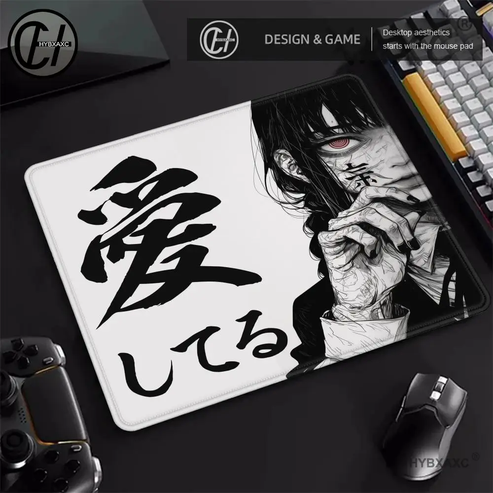 

Черно-белый коврик для мыши Art Makima Comic Dark Girl Gamer Компьютерные аксессуары Китайский иероглиф Любовь Клавиатура Коврики для ноутбука