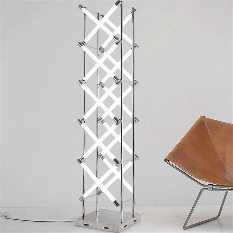 Living room sofa side Mazar floor lamp, high-end stainless steel vertical