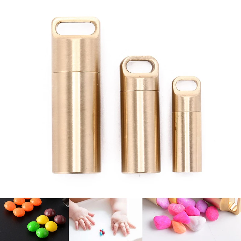 1pc Waterproof Aluminum Pill Box Case Bottle Cache Drug Holder For Traveling Camping Container Keychain Medicine Box Health Care