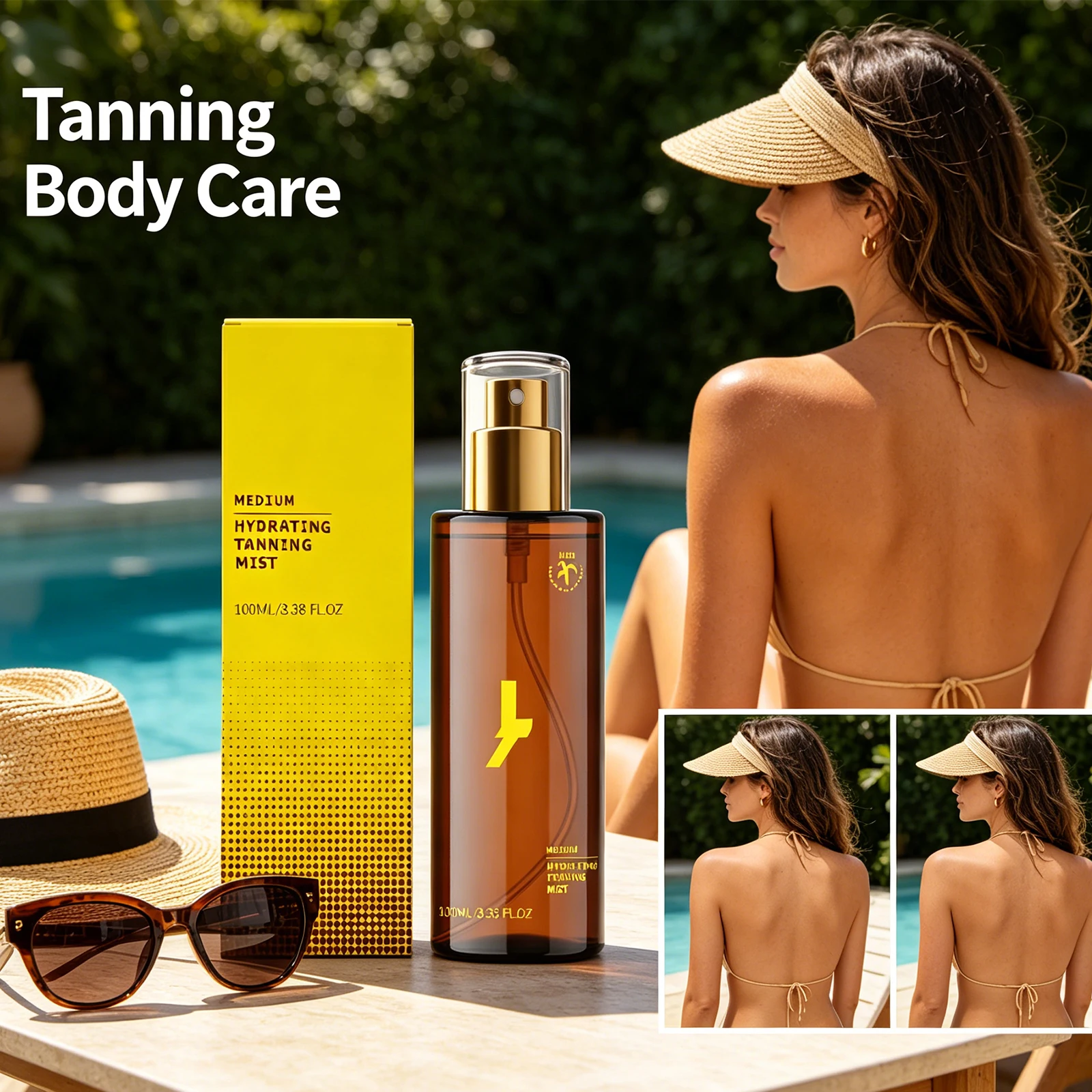 Self Tanning Moisturizing Body Spray Natural Healthy Skin Glow Summer Outdoor Hydrating Lock Water Even Tone Non Staining 100ml
