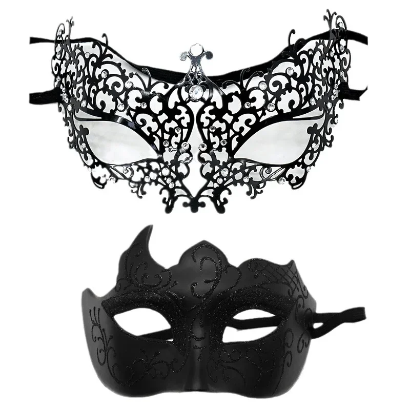 Masque de maquillage pour femmes et hommes, Rhde carnaval, princesse, œil noir, métal, fer, diamant, sexy