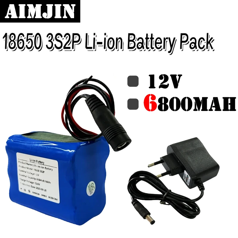 

18650 3S2P 12V 6800mAh Rechargeable Lithium-ion Battery Pack 12.6V Charging Battery + charger