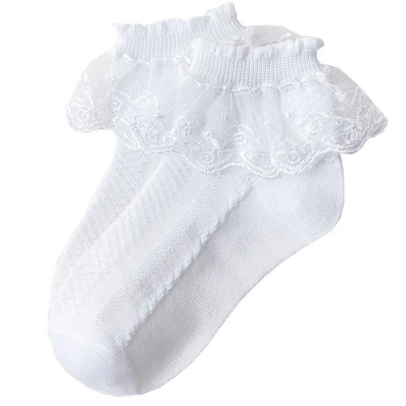 Chaussettes en coton monochromes pour enfants, chaussettes en dentelle pour enfants, filles, mignon, nouveau-né, garçon, tout-petit, enfants de 1 à 11 ans, printemps, automne, 5 paires