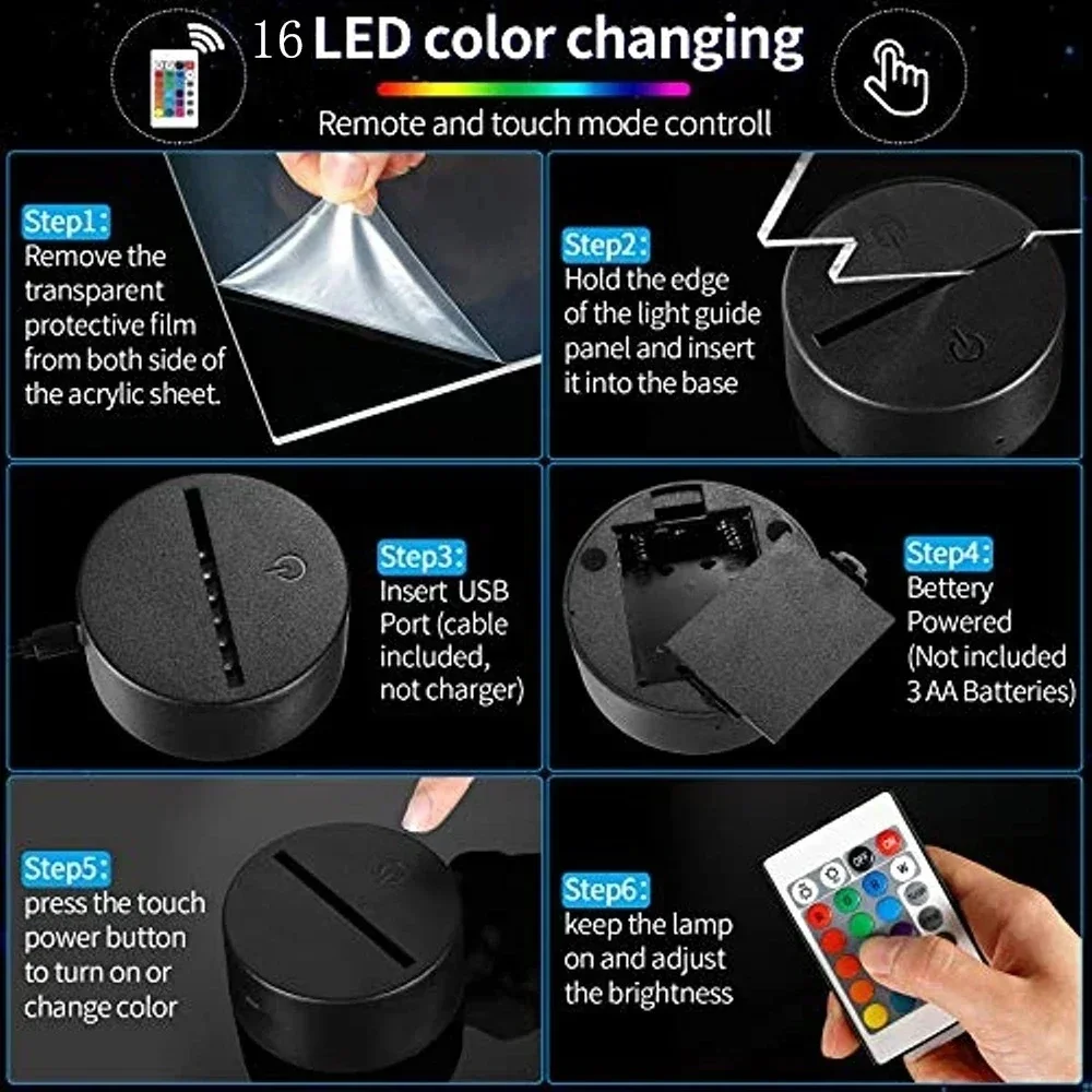 Anime Figure Lights 3D LED Lamp Ironman Spiderman Disney Action Figures Bedroom Lamp LED Model Decor Gift for Toys view 4