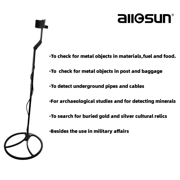 Allosun AR6 Detector de oro máquina inducción de pulso Detector de metales de alta sensibilidad profundidad Detector de metales impermeable doble bobina