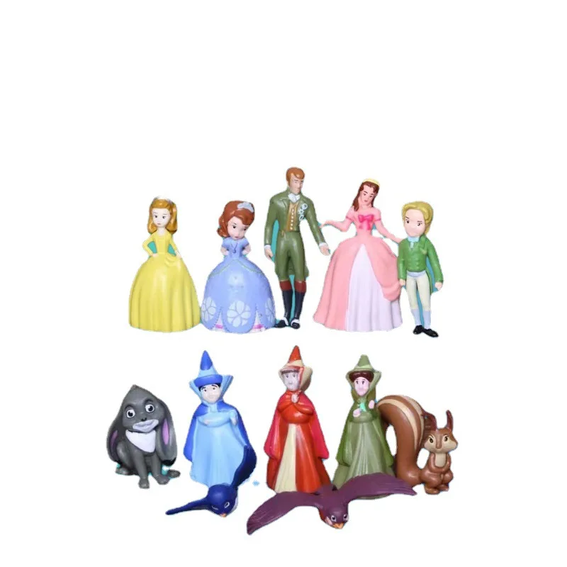 Juego de 12 Figuras de Sofía la Primera, Princesa Sofía, Amber, Cilo, Príncipe James, Reina Miranda, Pájaro, Trébol, Conejo, Modelos de Animales de Juguete