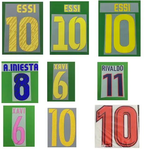 Set di nomi di calcio retrò # 10 SUPER STAR Stampa PERSONALIZZA NOME NUMERO Distintivo patch da calcio per trasferimento di calore