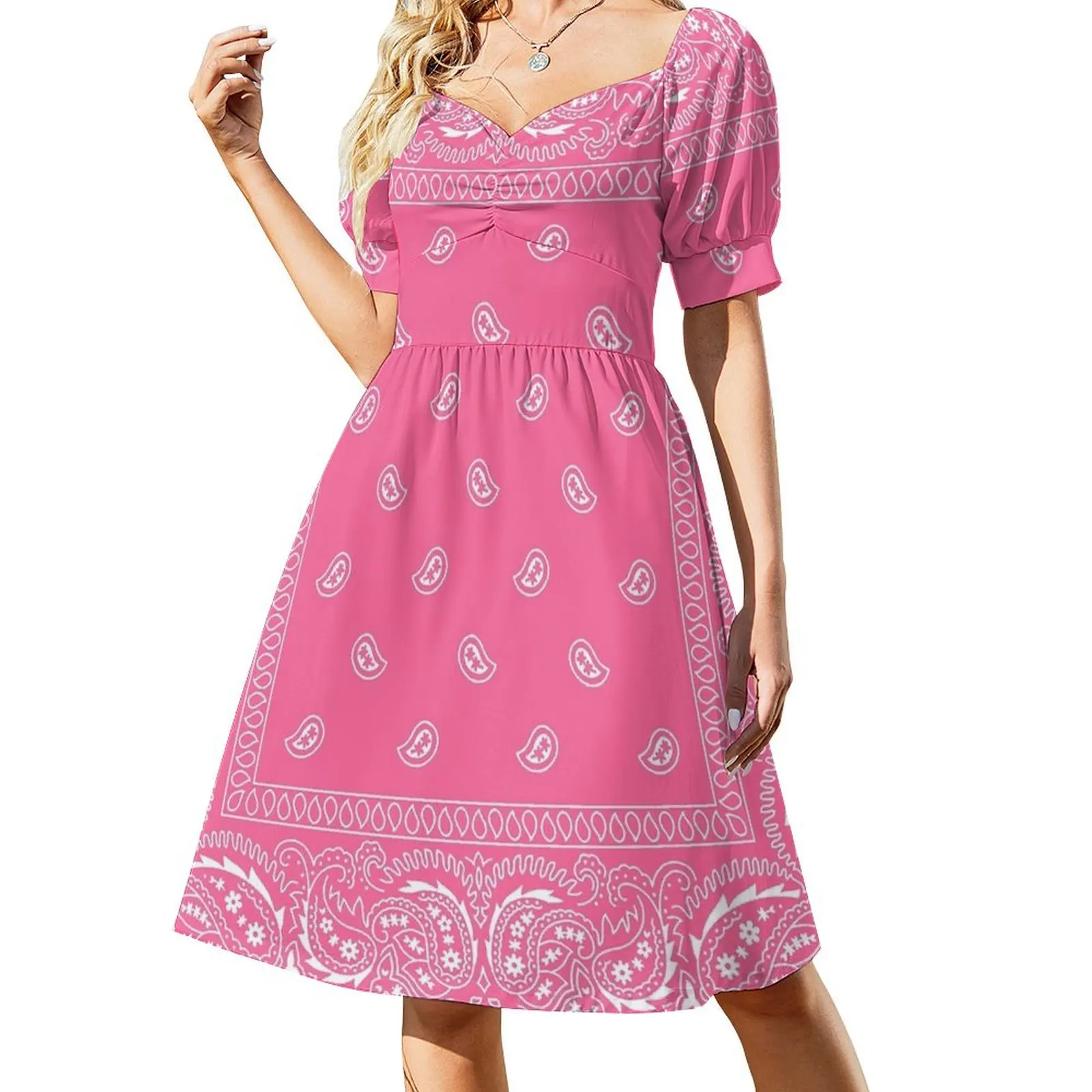 

Bandana - Pink - Traditional Short-Sleeved Dress dresses for special events dresses for official occasions