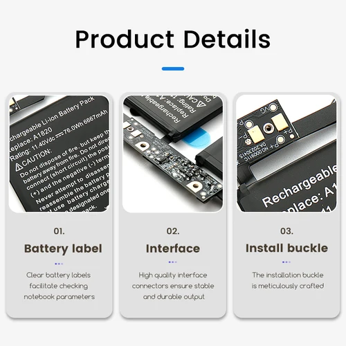 Imagen 2 del producto Bowanda A1820 batería de ordenador portátil para Apple MacBook Pro 15 pulgadas Retina A1707 2016 2017 batería de repuesto para portátil herramientas gratuitas
