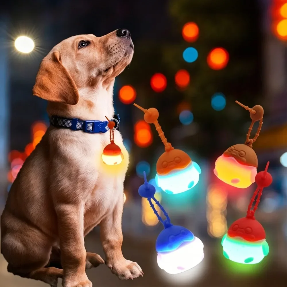 USB Rechargeable LED Pet Collar Tag Flashing Silicone Dog Safety Pendant Night Walking Anti-Lost Glow Marker for Puppy and Cat