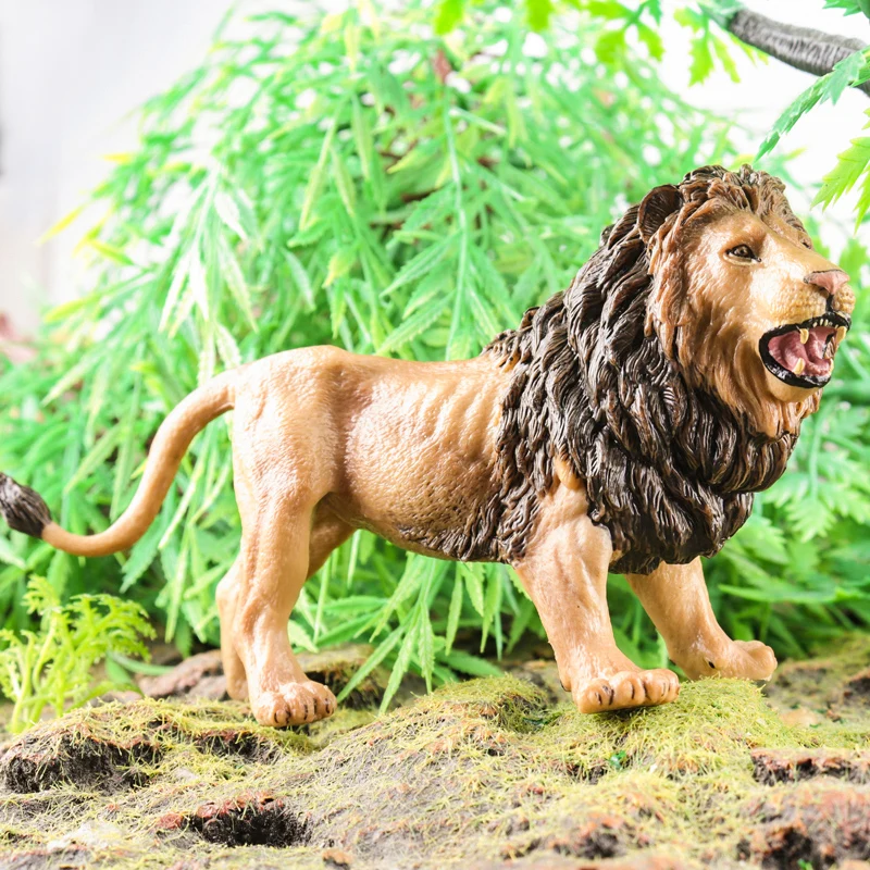Oenux Original แอฟริกันสัตว์ป่าจําลอง Savage Bengal Tiger เสือไซบีเรียเสือขาวสิงโต PVC ชุดของเล่นเพื่อการศึกษา