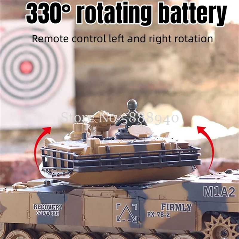 1:18 Multiplayer Battle Smoking Remote Control Tank 2.4G 360° Rotate Transmit Water&Bullet Simulated Track Cool LED RC Tank Car