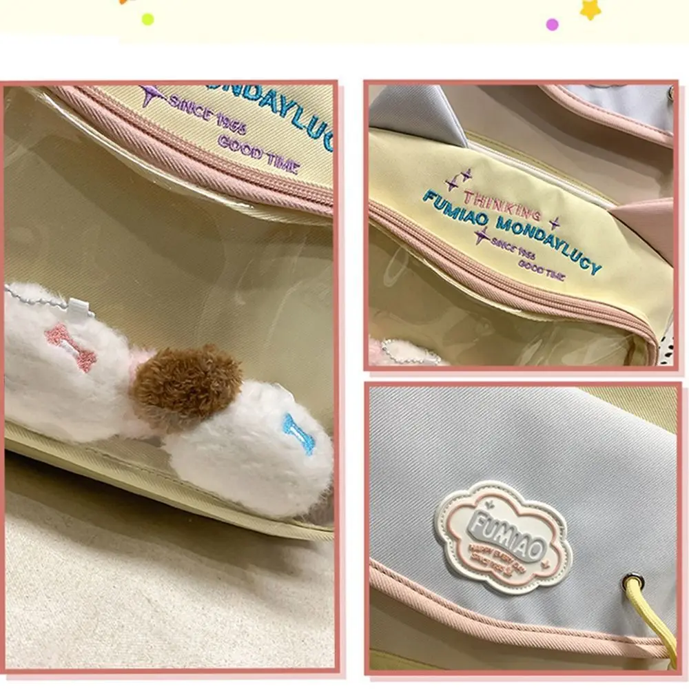 

Japanese Style Students School Bags Waterproof Multi Pocket Transparent Pocket Backpack Unisex Lightweight Computer Backpack