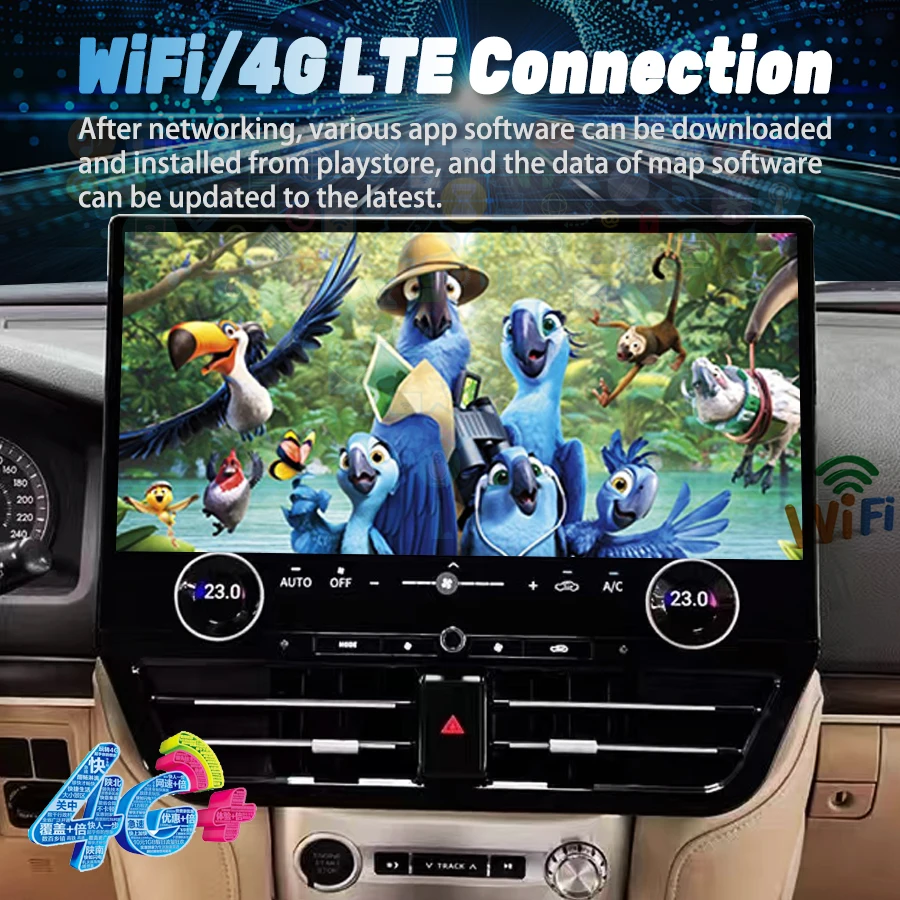 19.8" Android 13 Car Radio Touch Screen For Toyotas Lands Cruisers LC200 LC300 2008-2015 Carplay GPS Video Player Multimedia HU