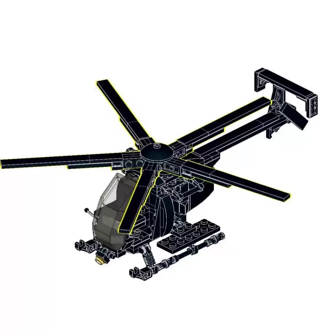 

MOC Building Blocks Military Series AH-6 Little Bird Combat Helicopter Assembly Model Toy Children's Festival Gift