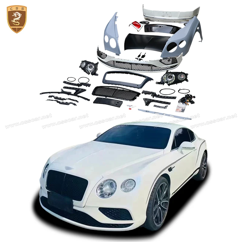 For Bentley Continental GT 2004-2012 Upgrade New 2017 Body Kit PP Plastic Front Rear Bumper Grille Hood Fender Wheels Tail Cover