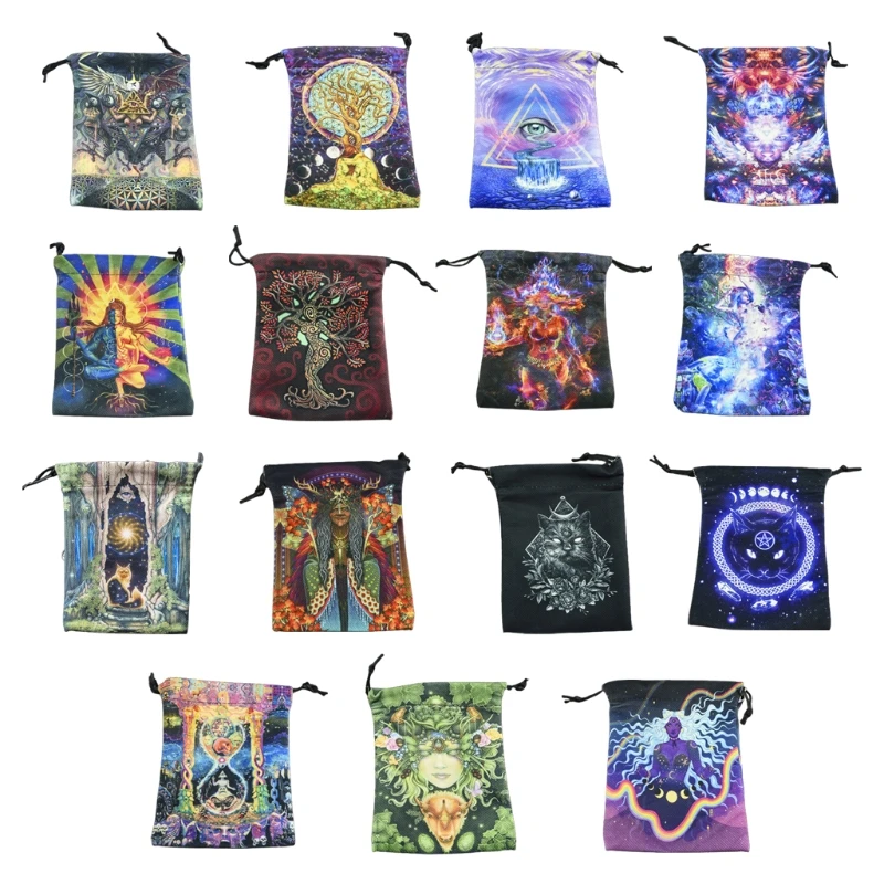 77HC Pendulum Divination Tablecloth Card Pad Runes Altar Table Cloth  Board Game Printed  Mini Tarot Bag