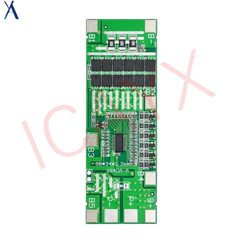 6S 40A 24V 18650 Li-Ion Carte de protection de batterie au lithium Éclairage solaire BMS PCB avec équilibreur pour vélo électrique et scooter