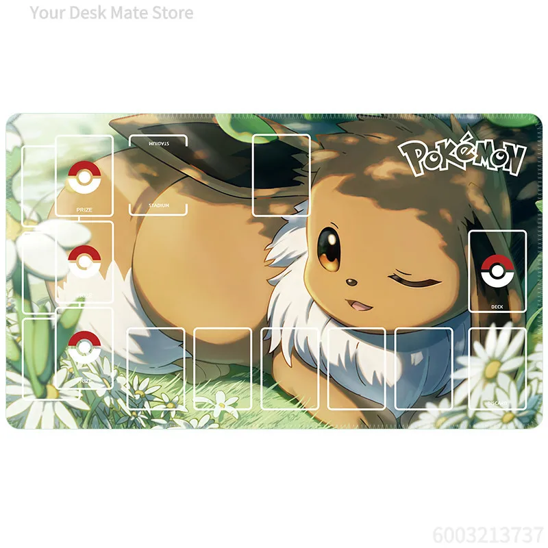 Cute Pokemon TCG Card Game Mat Sweet Anime Monster Print Non Slip Rubber Desk Mousepad With Full Battle Zones For Card Players