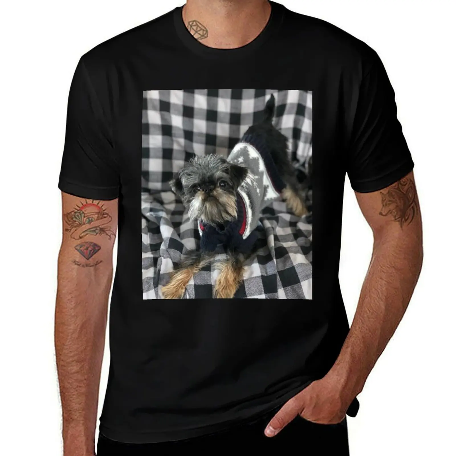 

griffon dog Adorable Brussels T-Shirt Daily Wear Plain Short Sleeve Shirt
