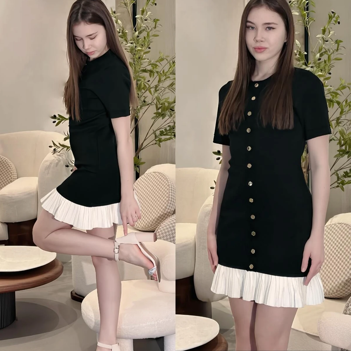 Abito da sera formale personalizzato con girocollo dritto e maniche corte. Abiti da occasione delicati su misura. Abito da festa elegante alla moda